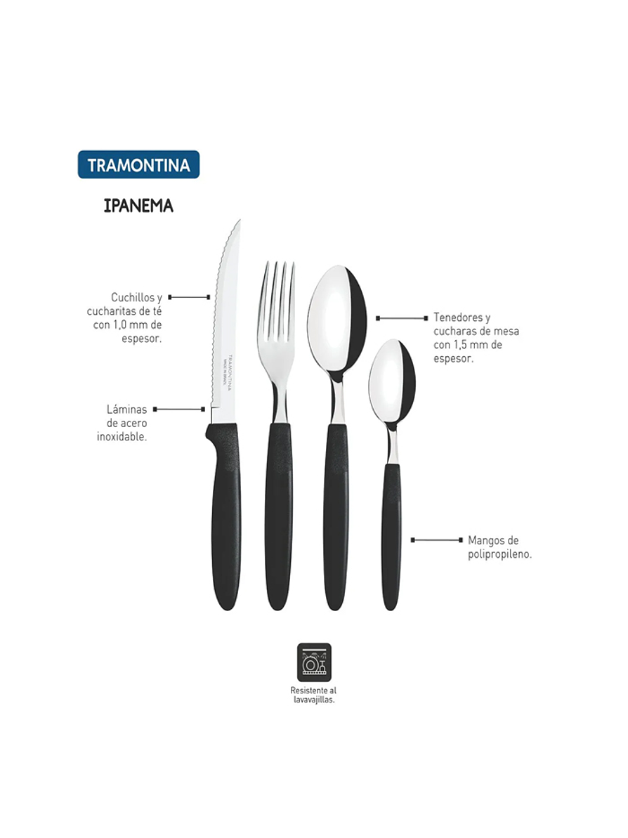 Juego Cubiertos Tramontina Ipanema x 24 Piezas 2
