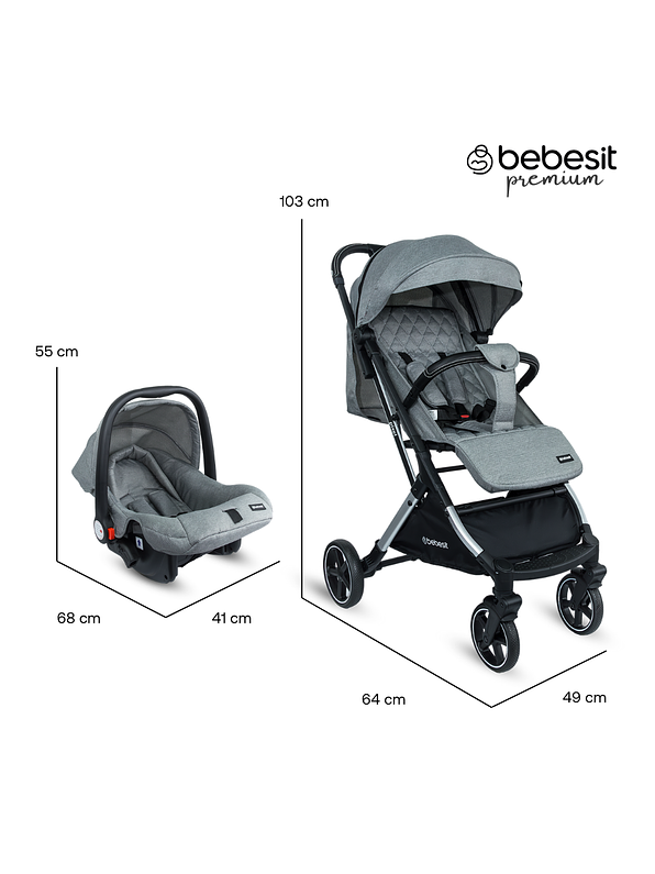 Coche Travel System Compacto Pixel Gray Premium 3