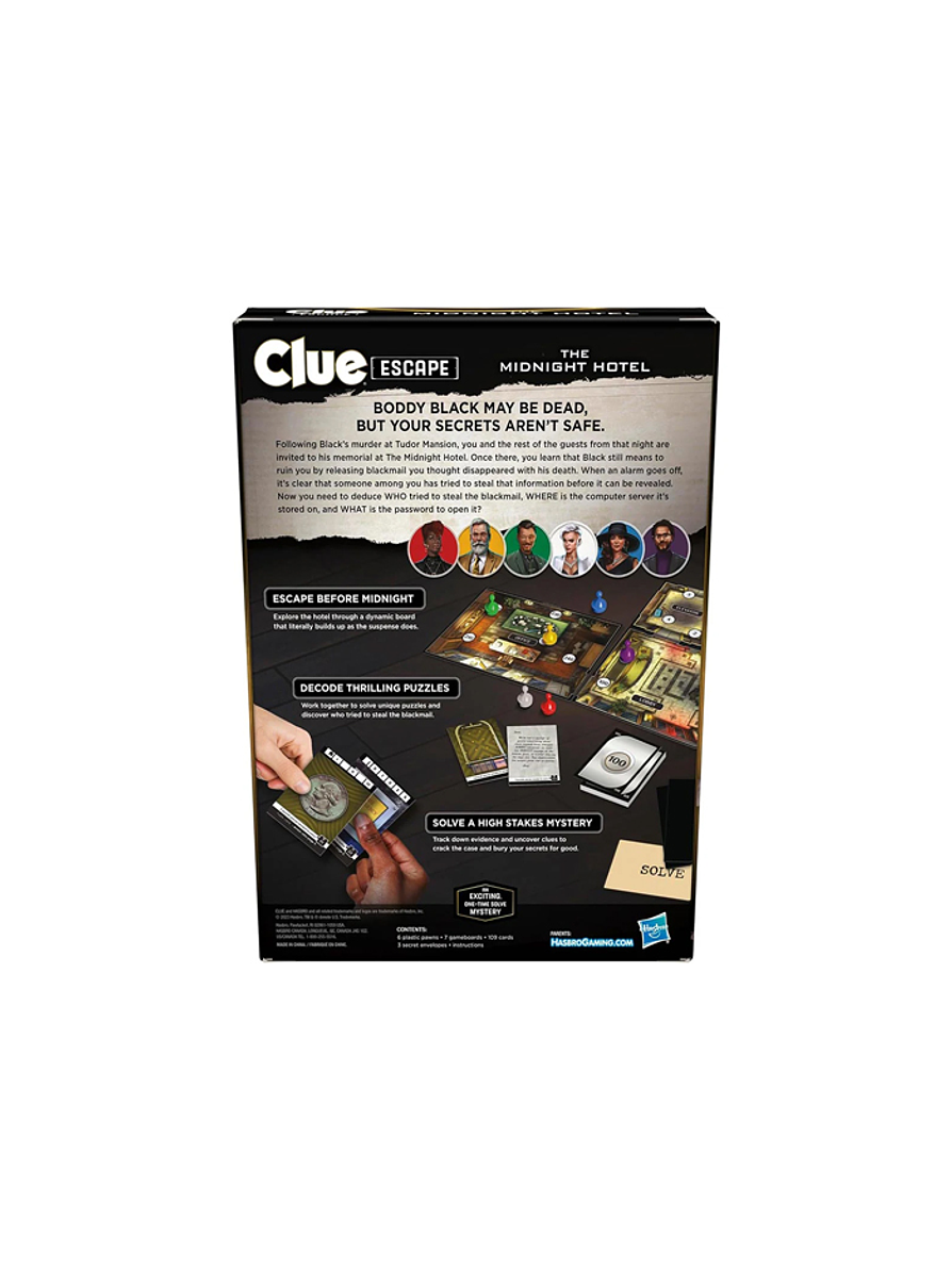 Clue Escape el Hotel de Medianoche Hasbro Gaming 3