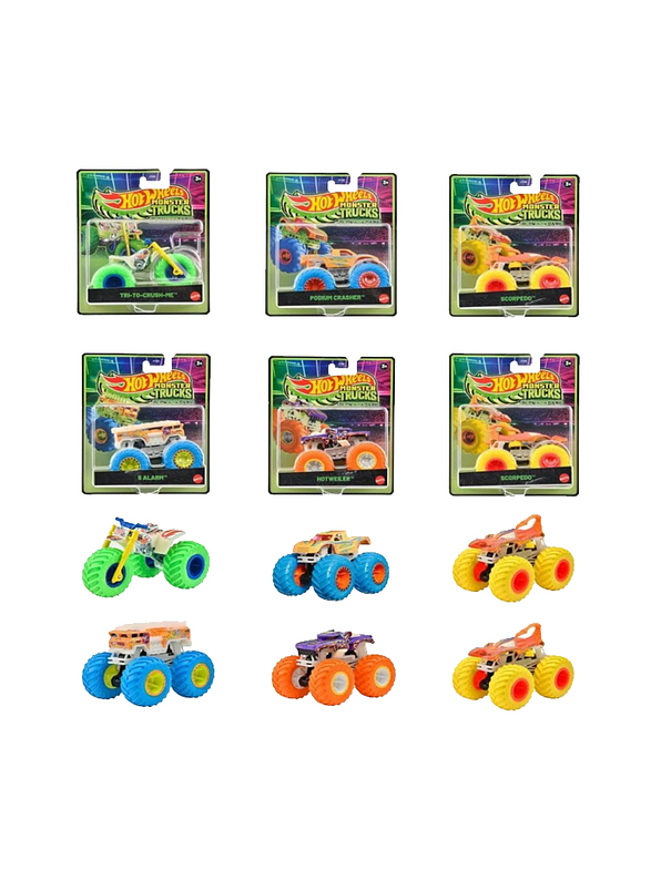 Hot Wheels Monster Trucks Glow In The Dark Surtidos 1