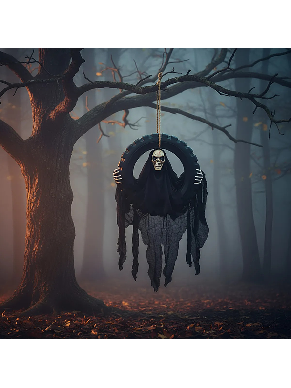 Adorno Decorativo De Halloween Esqueleto Con Llanta 2