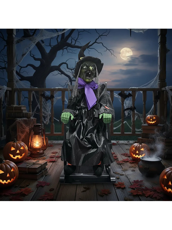Adorno Decorativo de Halloween Bruja Con Silla 2