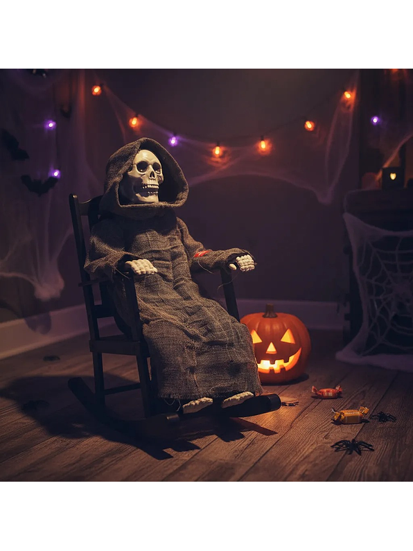 Adorno Decorativo de Halloween Esqueleto Con Silla  2