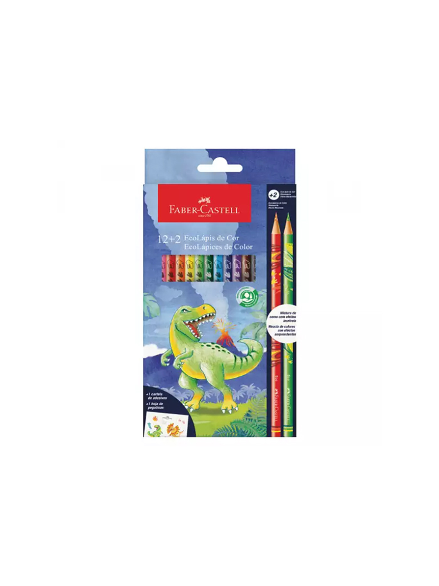 Colores Faber-Castell 12+2 Dinosaurios Efecto Mezclado 1