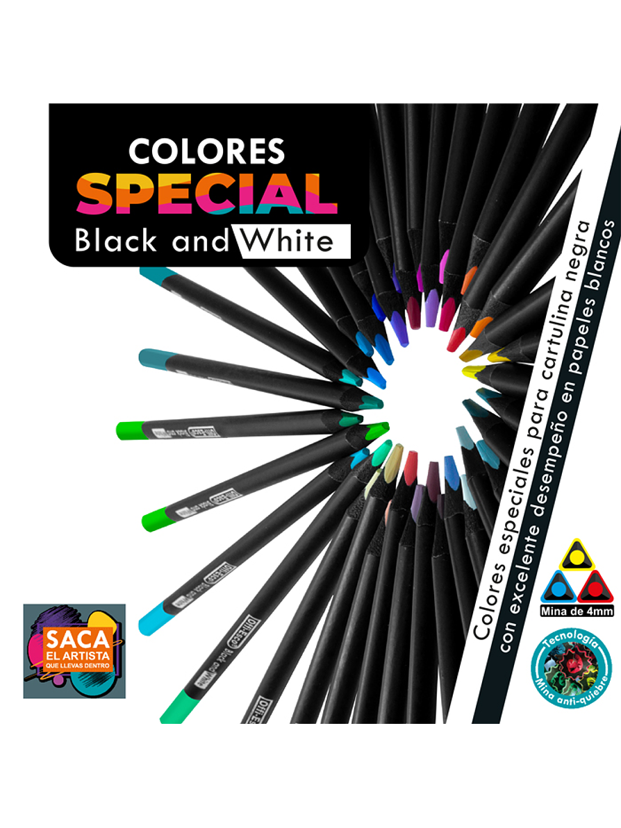 Colores Offi-Esco X 36 Black and White Triangulares 2