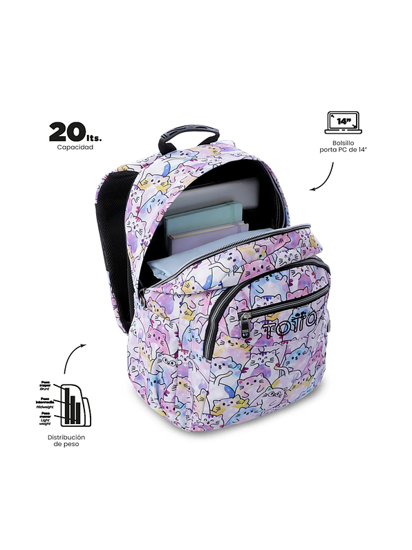 Morral Juvenil Acuarela Glitter Rosado Totto 3