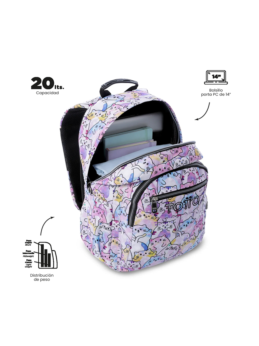 Morral Juvenil Acuarela Glitter Rosado Totto 3