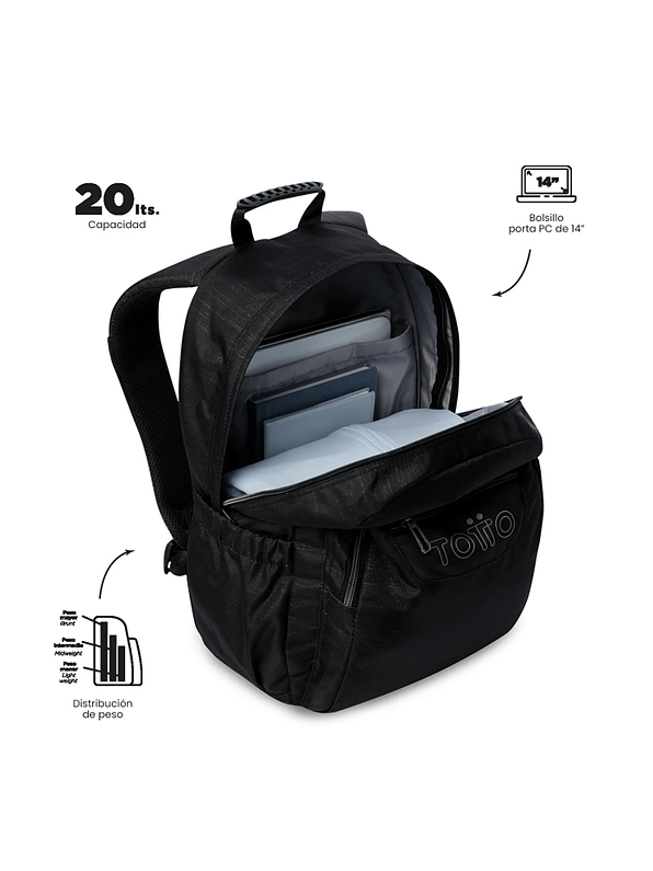 Morral Juvenil Acuarela Neo Negro Totto 3