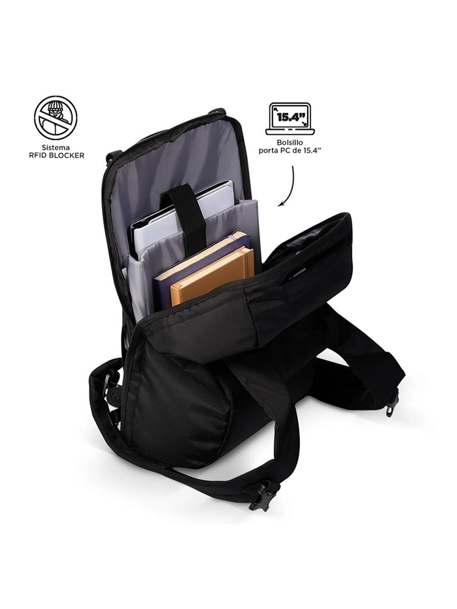 Morral Antirrobo Bunker Pack Negro Totto 3