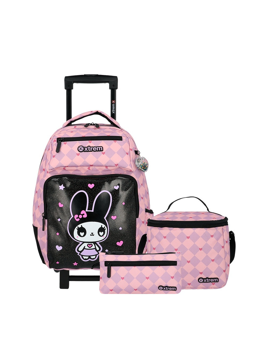 Set Morral Xtrem Con Ruedas, Cartuchera y Lonchera Runpack Gato 1