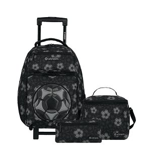Set Morral Con Ruedas, Cartuchera y Lonchera Runpack Negro