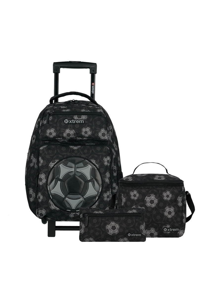Set Morral Con Ruedas, Cartuchera y Lonchera Runpack Negro 1