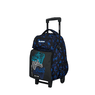 Set Xtrem Morral Con Ruedas, Cartuchera y Lonchera Runpack Azul