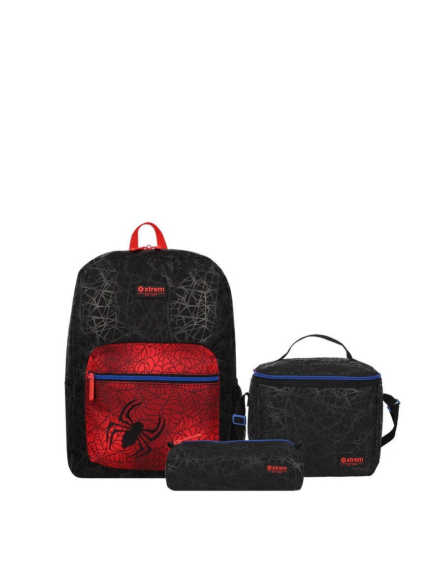 Set Xtrem Morral, Cartuchera y Lonchera Triple Pack Negro 1