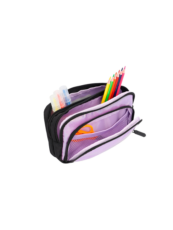 Cartuchera Xtrem Zip Art Negra/Lila 3