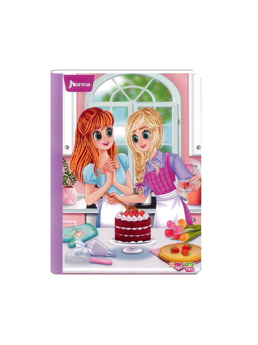 Cuaderno Cosido Norma Bonequinhas Antonia 100 Hojas Cuadros 2