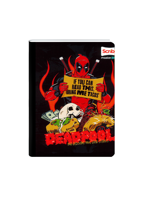 Cuaderno Cosido Deadpool 50 Hojas Cuadros  5