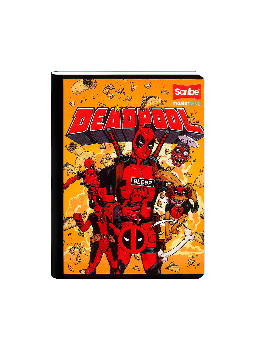 Cuaderno Cosido Deadpool 50 Hojas Cuadros  1
