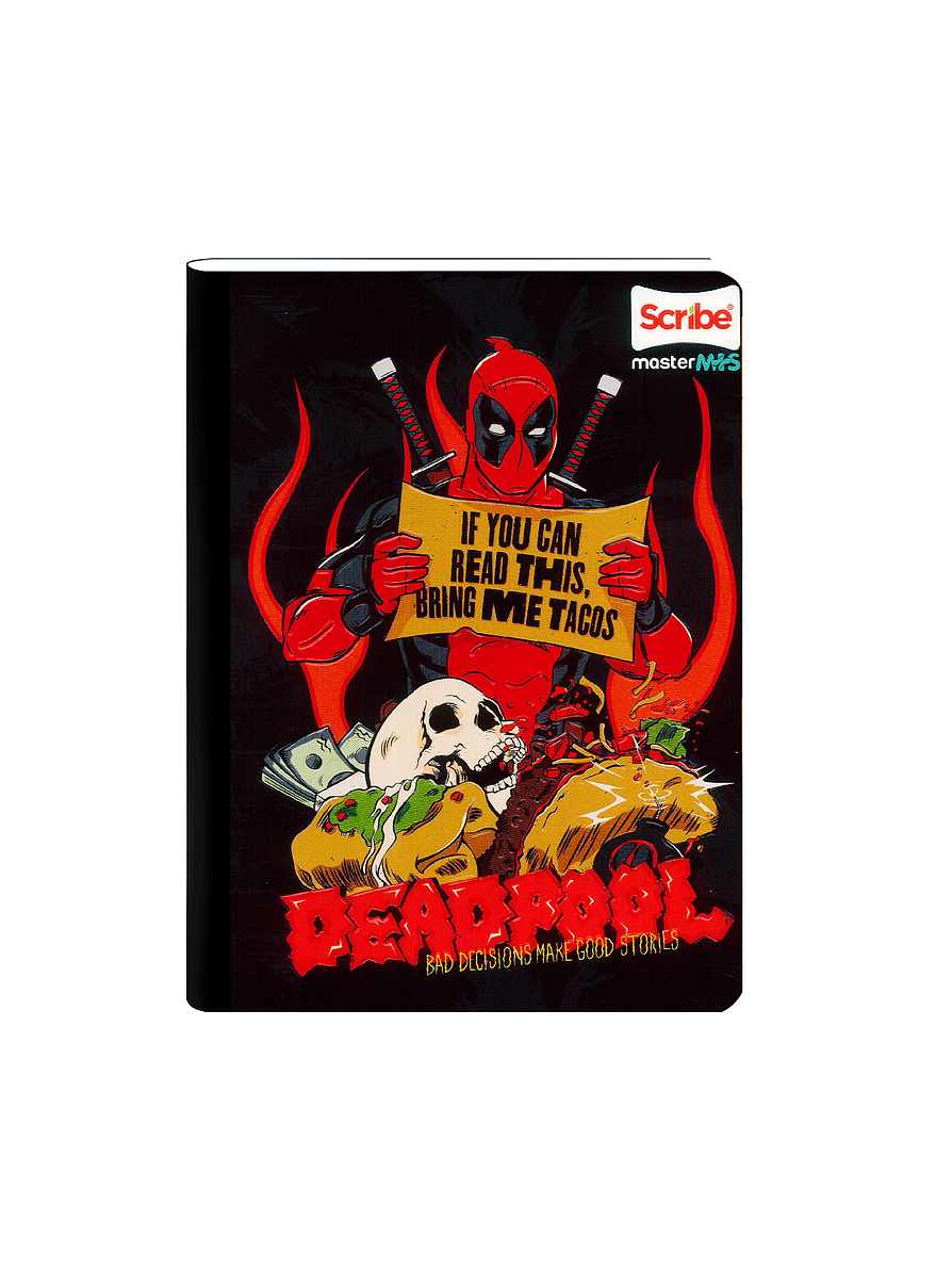 Cuaderno Cosido Deadpool 100 Hojas Cuadros  3
