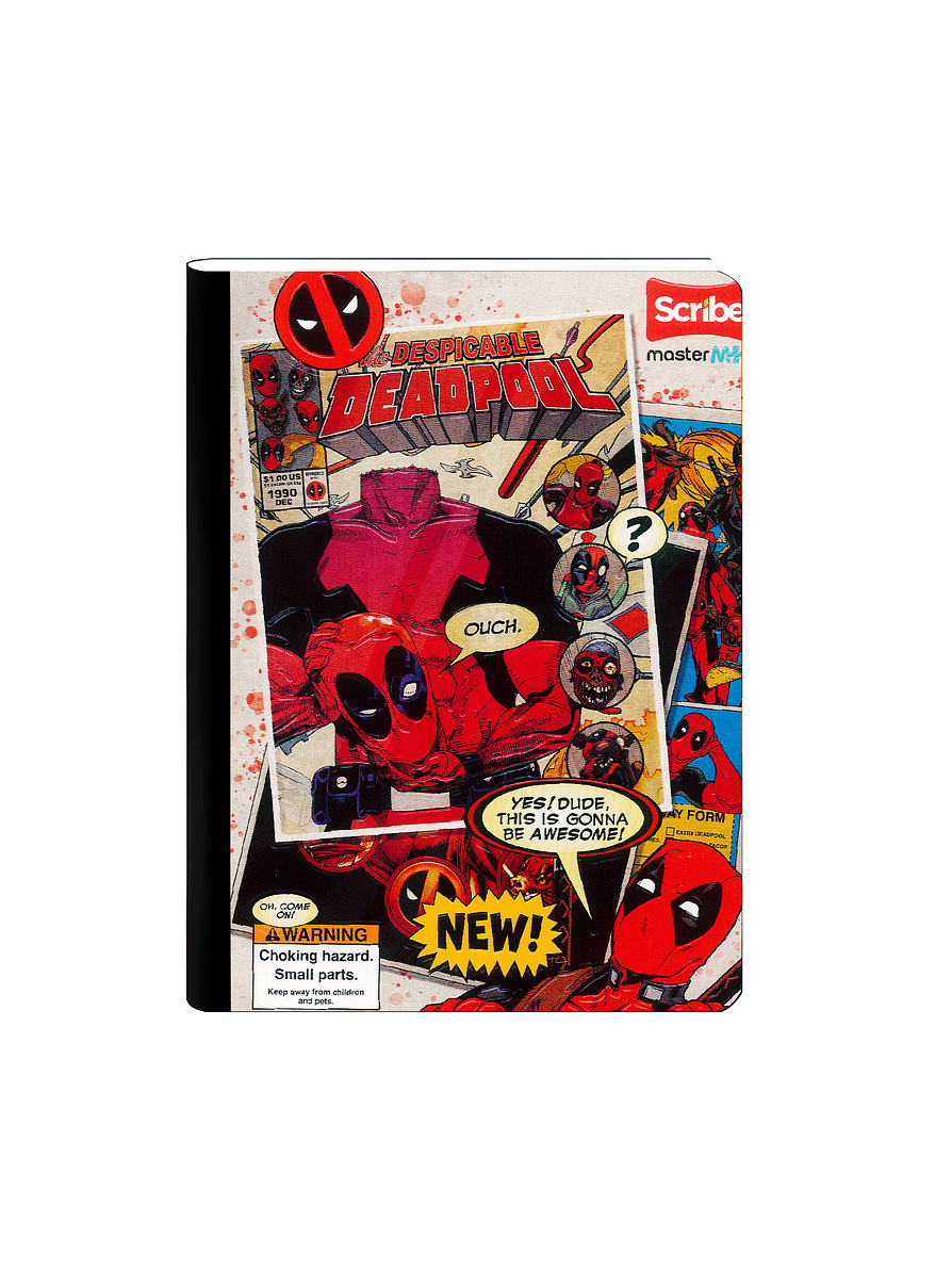 Cuaderno Cosido Deadpool 100 Hojas Cuadros  1