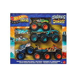 Hot Wheels Monster Trucks Vehículo Shark VS Dino Multipack