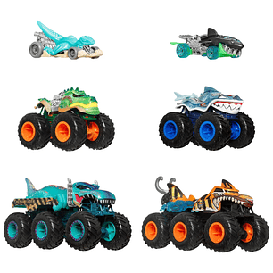 Hot Wheels Monster Trucks Vehículo Shark VS Dino Multipack