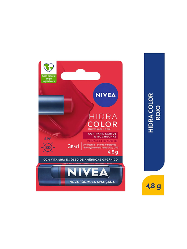 Hidratante Labial Nivea Hidra Color Rojo 1