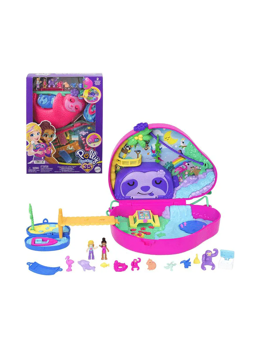 Polly Pocket Cofre Familia De Perezosos 2 En 1 1