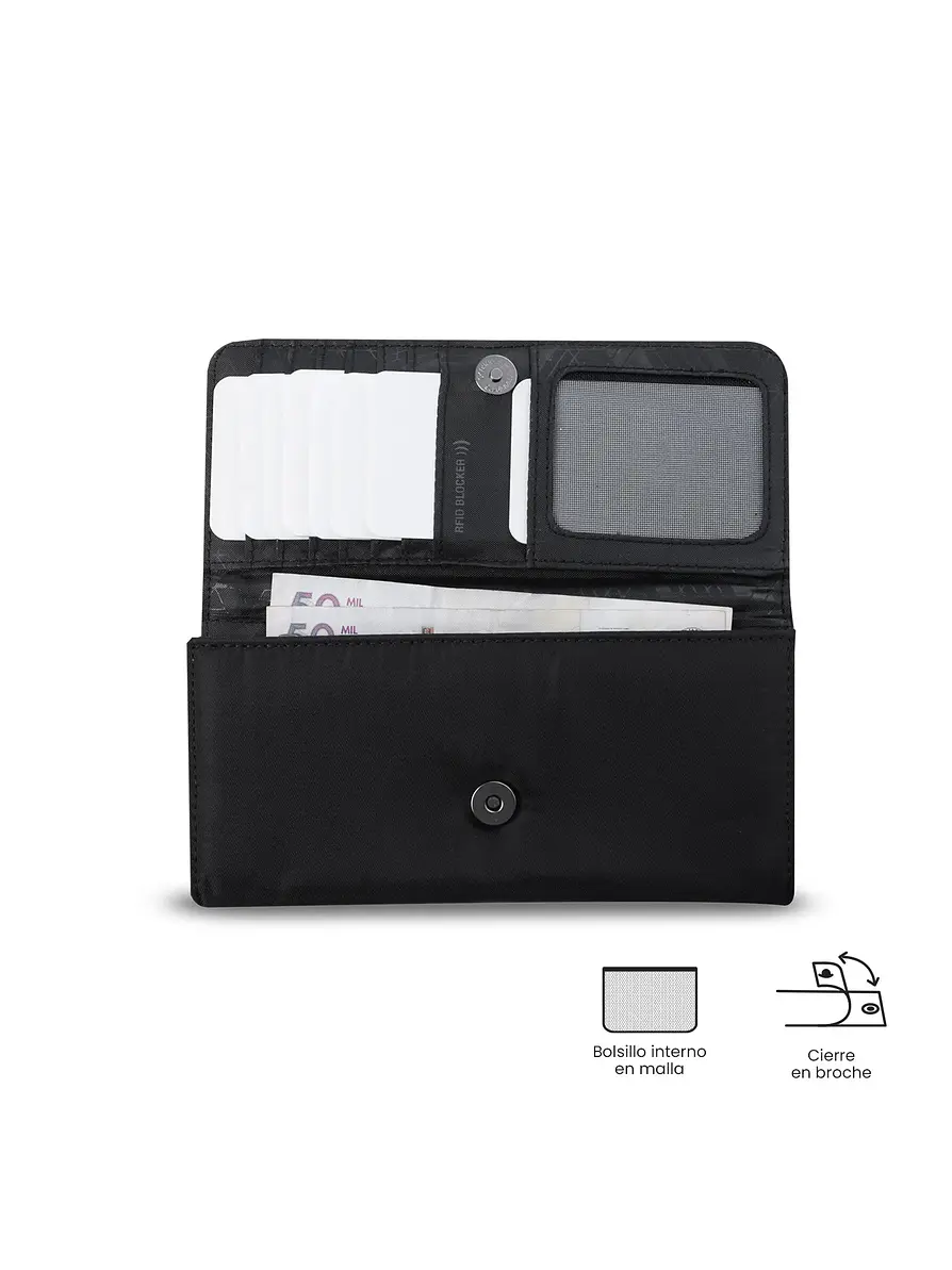 Billetera Adelaide 2 Con RFID Blocker Negra 2