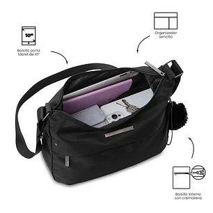 Bolso Adelaide 1 2.0 tipo Crossbody Mediano Negro