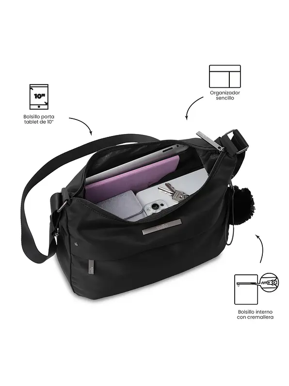 Bolso Adelaide 1 2.0 tipo Crossbody Mediano Negro 2