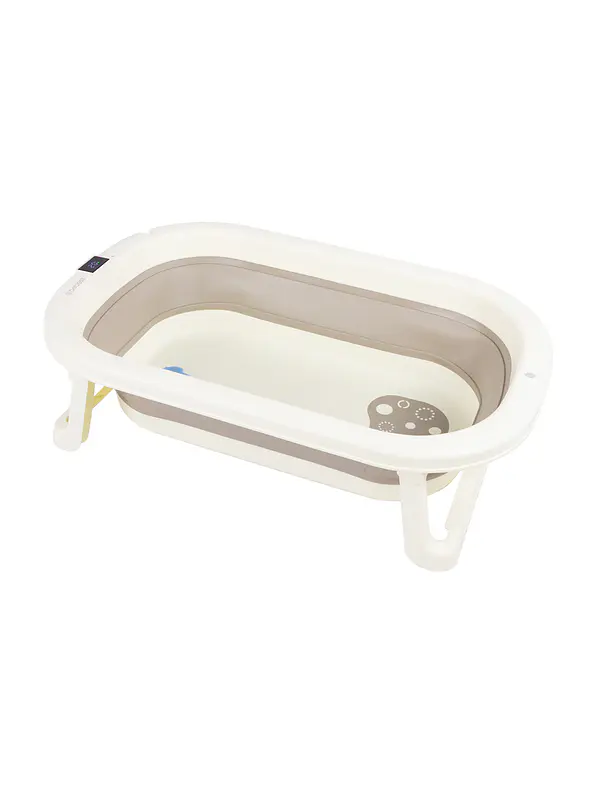 Bañera Plegable con Termómetro y Soporte Gris 6