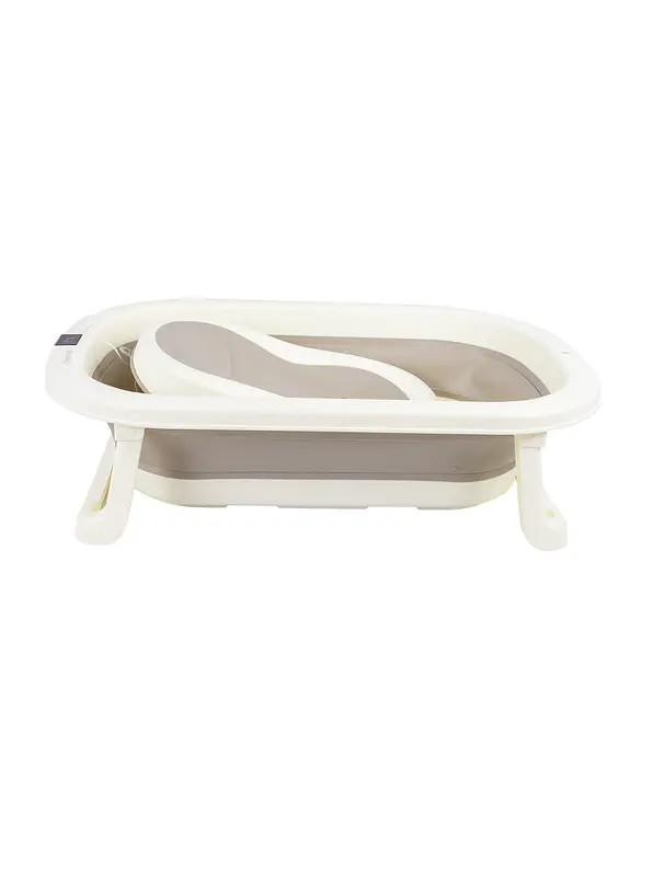 Bañera Plegable con Termómetro y Soporte Gris 2