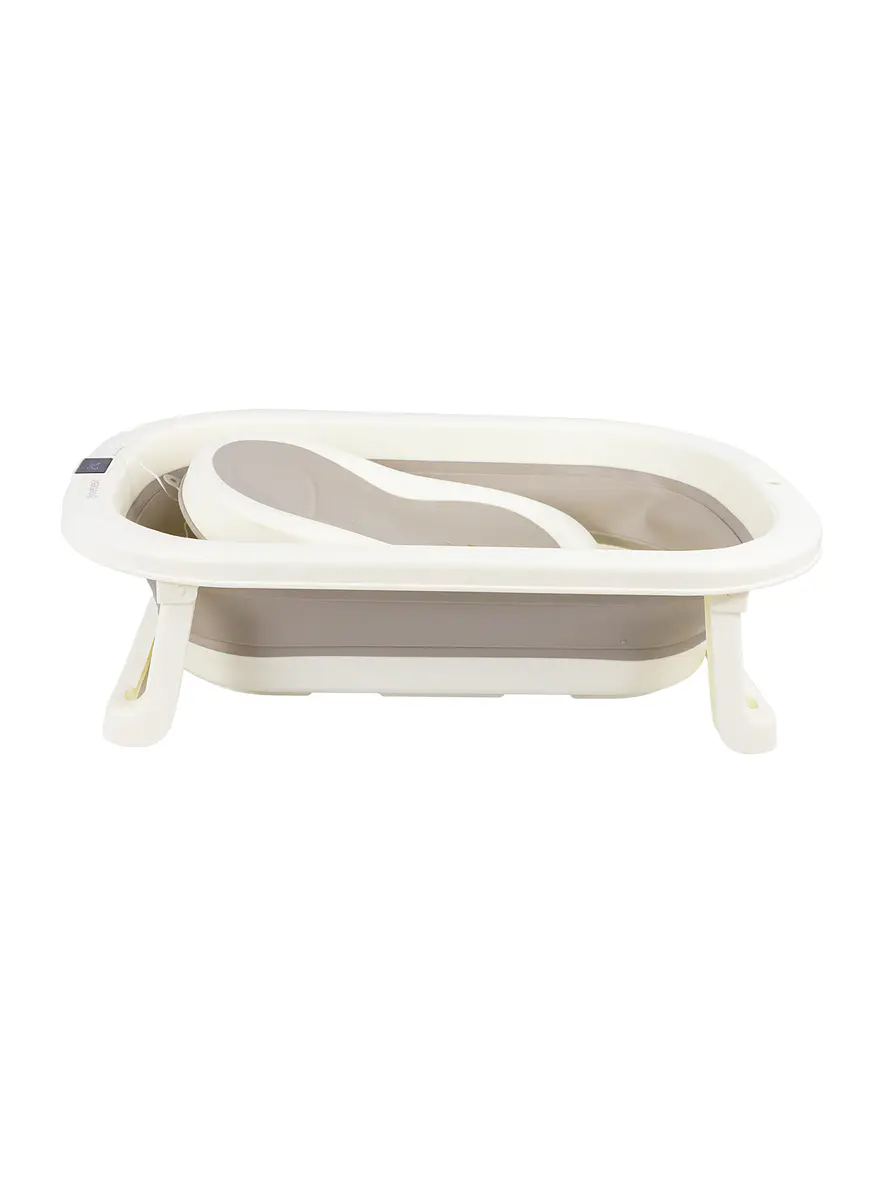 Bañera Plegable con Termómetro y Soporte Gris 2