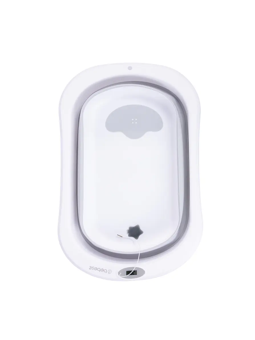 Bañera Plegable Ocean Con Termómetro y Caballete y Soporte Gris 10