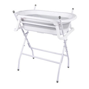 Bañera Plegable Ocean Con Termómetro y Caballete y Soporte Gris