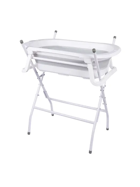 Bañera Plegable Ocean Con Termómetro y Caballete y Soporte Gris 1