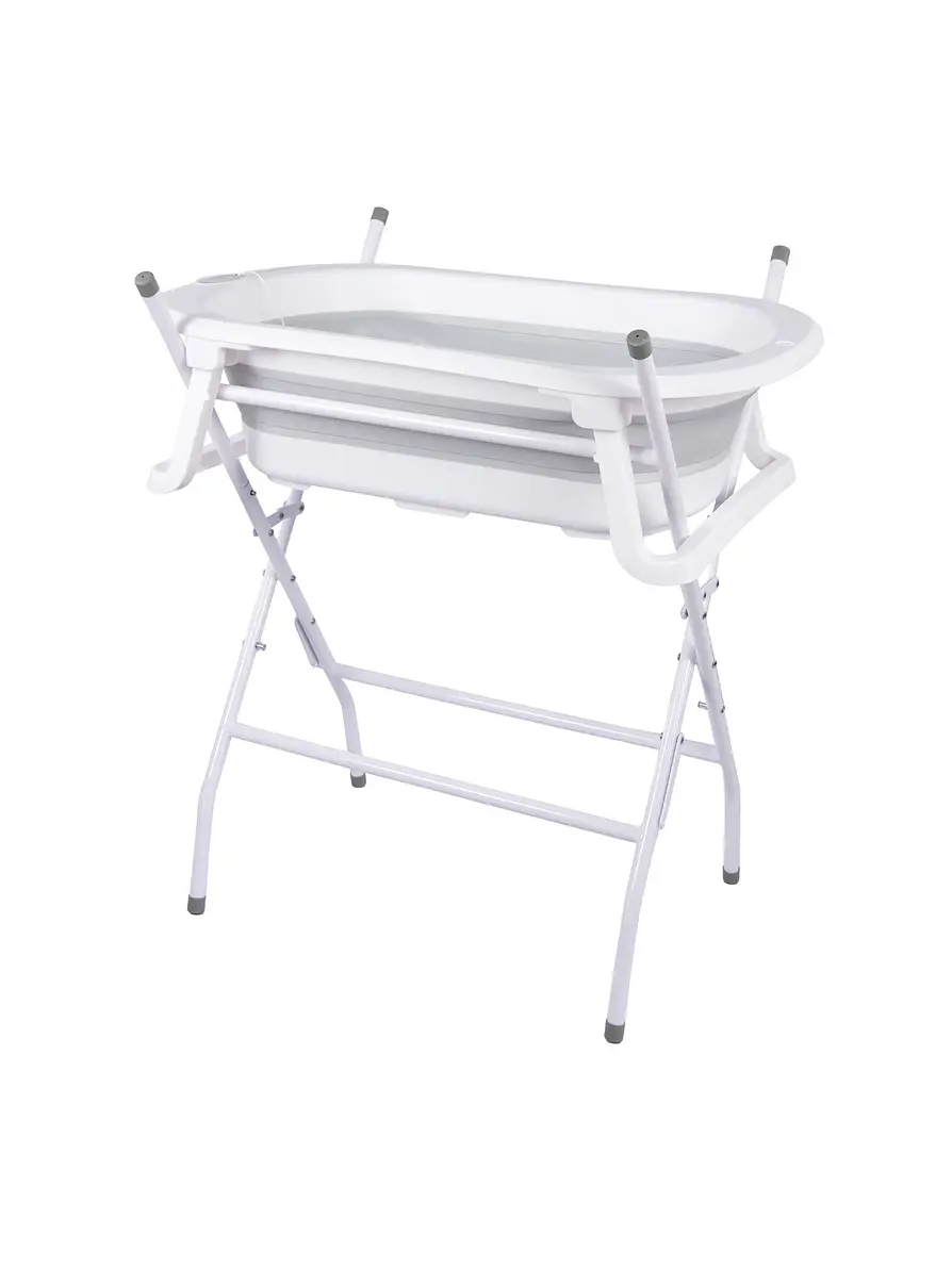 Bañera Plegable Ocean Con Termómetro y Caballete y Soporte Gris 1
