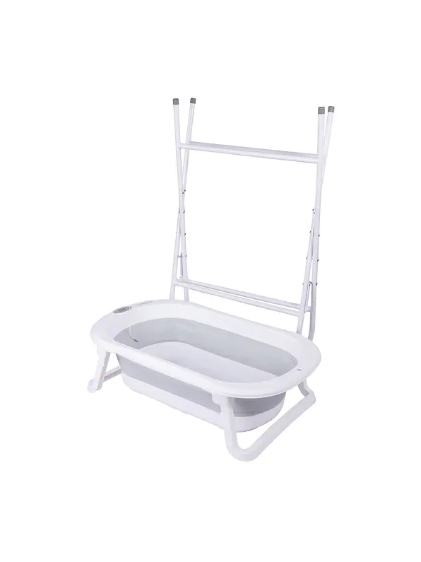 Bañera Plegable Ocean Con Termómetro y Caballete y Soporte Gris 4