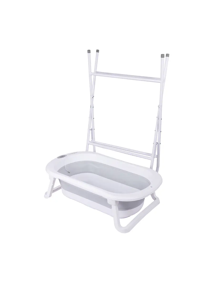 Bañera Plegable Ocean Con Termómetro y Caballete y Soporte Gris 4