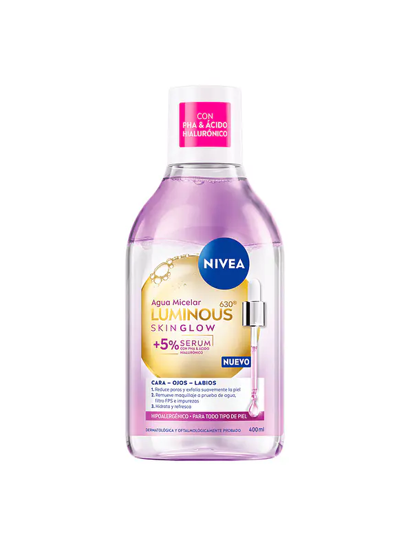 Agua Micelar Nivea Luminous 630 Skin Glow Serum 400 ml 1