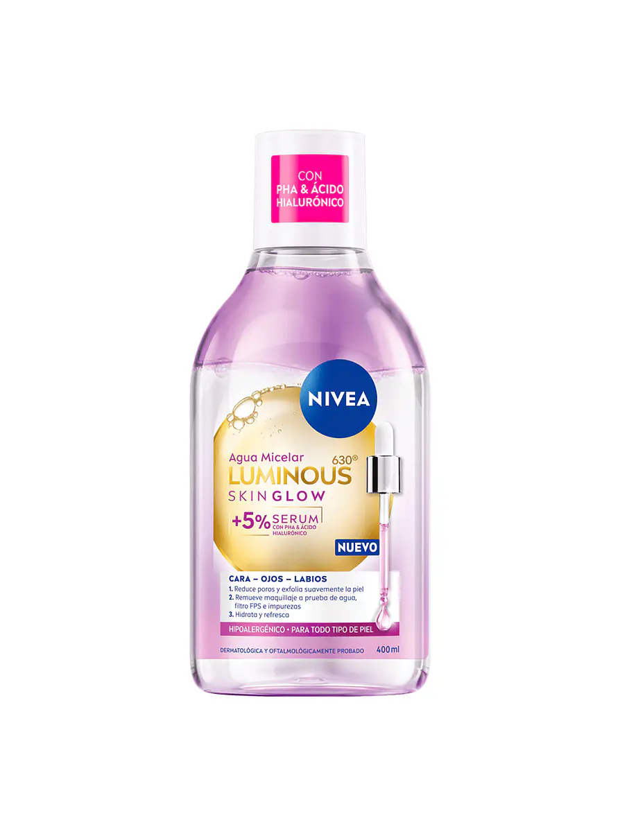 Agua Micelar Nivea Luminous 630 Skin Glow Serum 400 ml 1