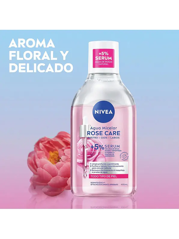 Agua Micelar Nivea con Agua de Rosas 400ml 2
