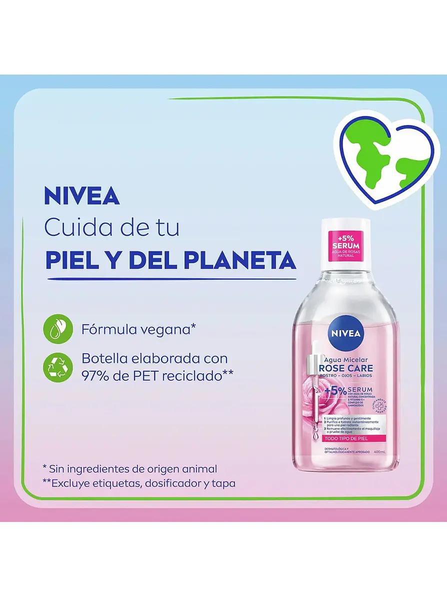 Agua Micelar Nivea con Agua de Rosas 400ml 5