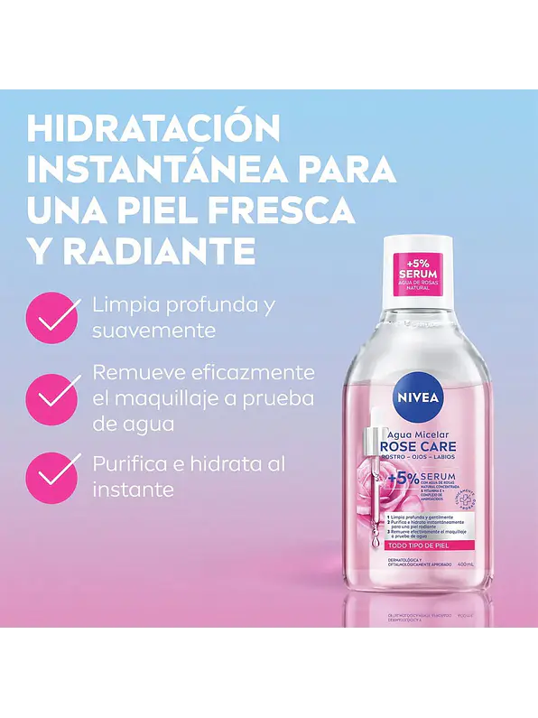 Agua Micelar Nivea con Agua de Rosas 400ml 6
