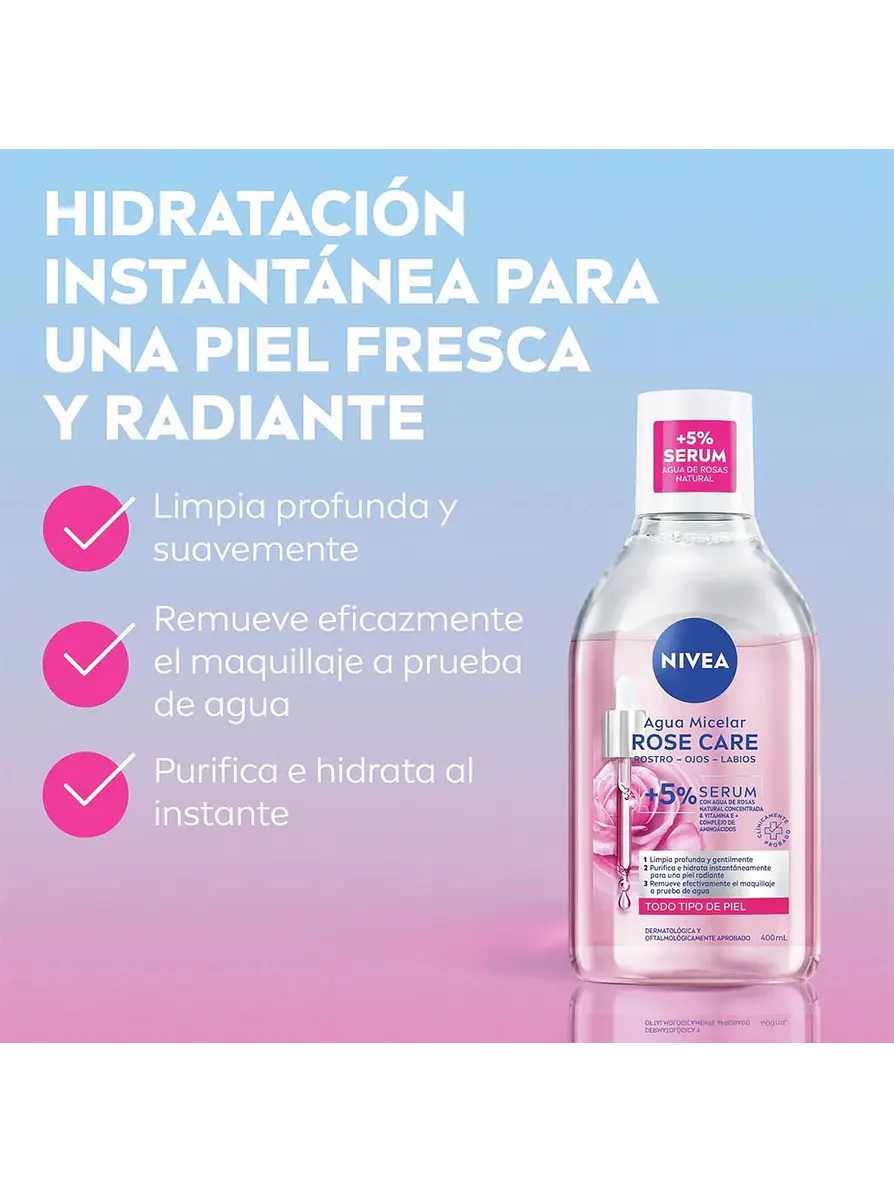 Agua Micelar Nivea con Agua de Rosas 400ml 6