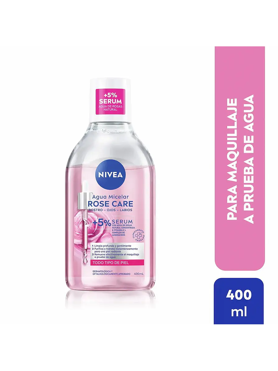 Agua Micelar Nivea con Agua de Rosas 400ml 3