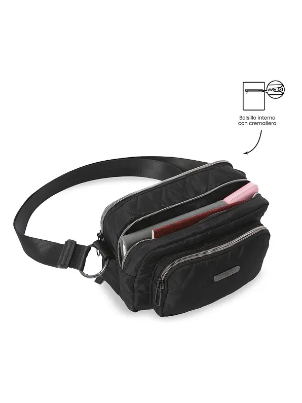 Bolso Totto para Mujer 2 en 1 Funty 3.0 Quilted Crossbody pequeño Negro  4