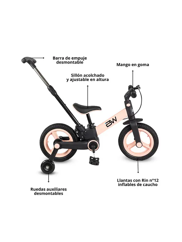 Bicicleta 4 en 1 Revolt Plegable Pink 2