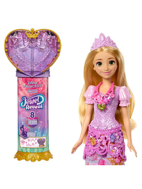 Rapunzel Jewel Reveal Disney Princesas con 8 Sorpresas, Incluido un Joyero y 10 accesorios 1